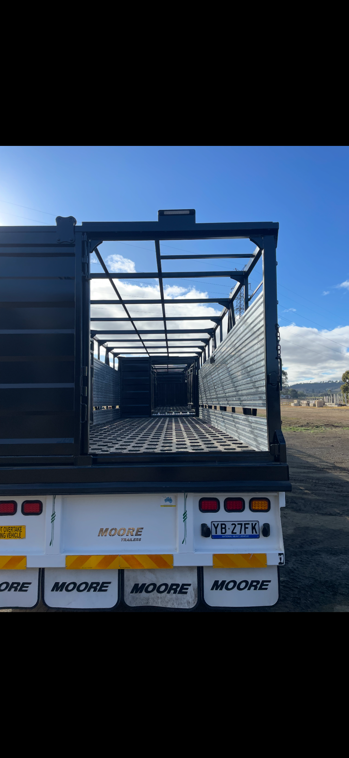 Interior of custom cattle transport trailer