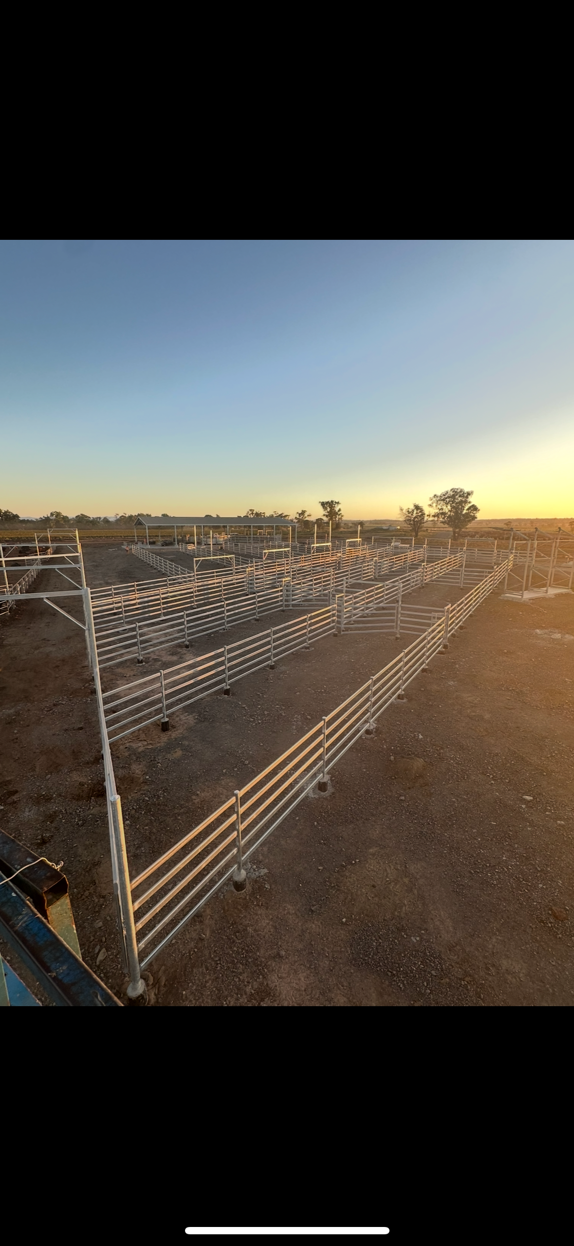 Completed yards at golden hour sunset